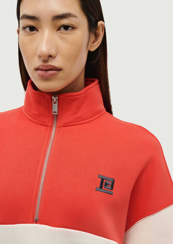 PE Nation Centre Field Sweater (Whisper White/Poppy Red)