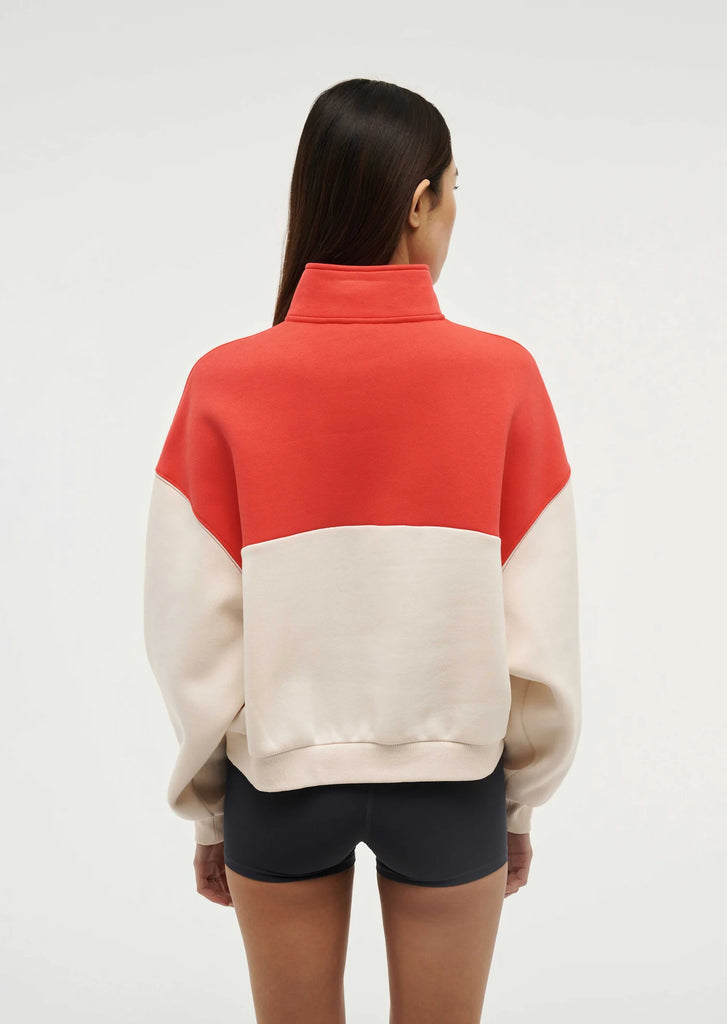 PE Nation Centre Field Sweater (Whisper White/Poppy Red)