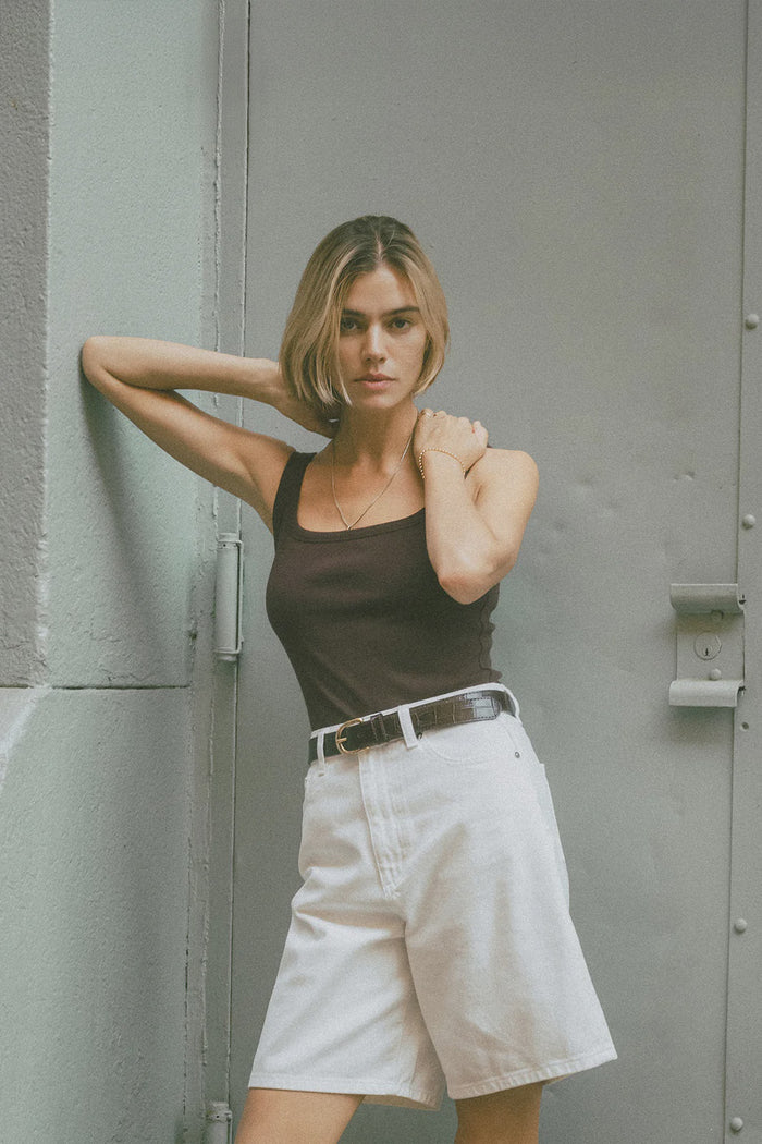 Persi Rib Cotton Tank (Chocolate)