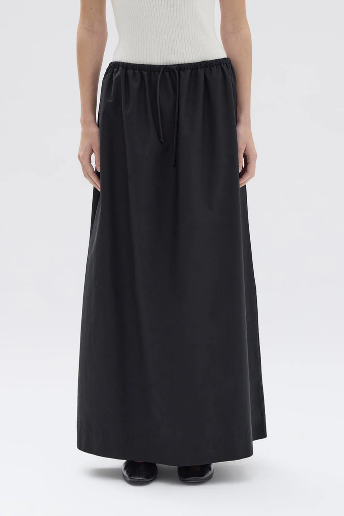 Assembly Label Philipa Poplin Midi Skirt (Black)