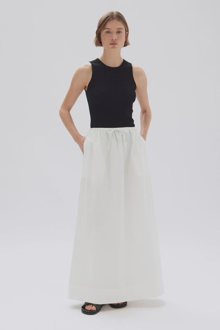 Assembly Label Philipa Poplin Midi Skirt (White)