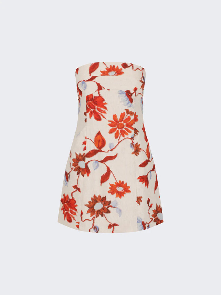 ROAME. Alba Mini Dress (Cactus Bloom Sand)