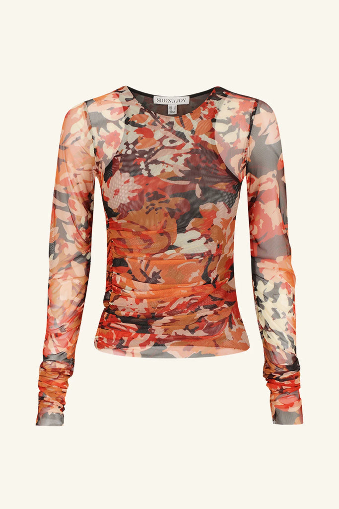 Shona Joy Rubi Long Sleeve Round Neck Rouched Top