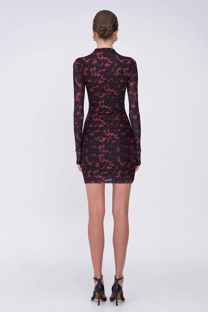 Remi Tortoiseshell Mini Dress (Chocolate)