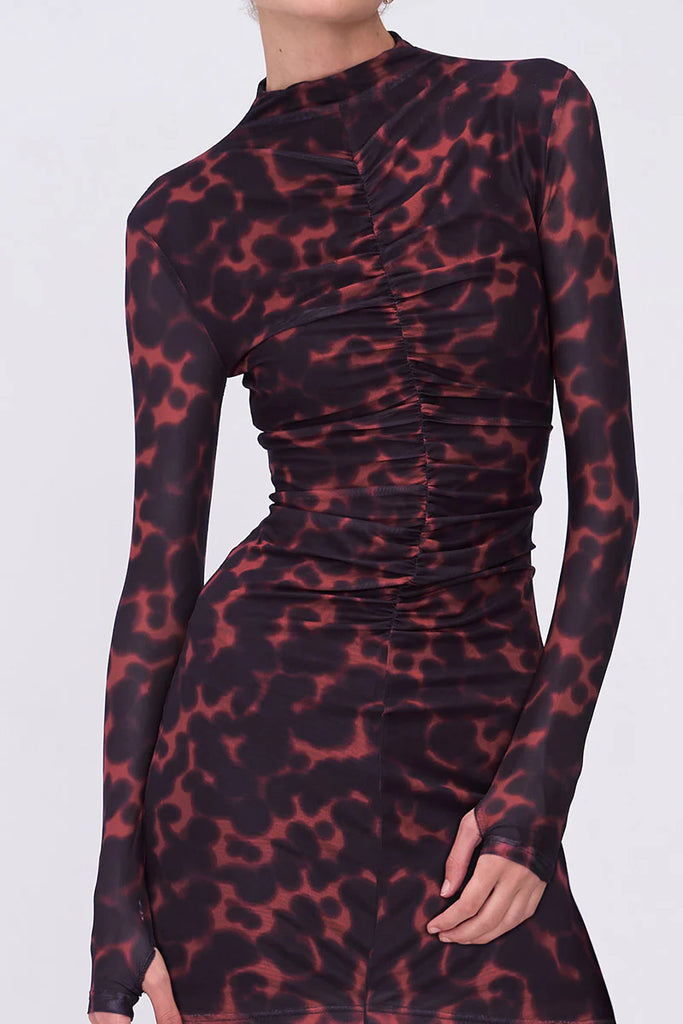 Remi Tortoiseshell Mini Dress (Chocolate)