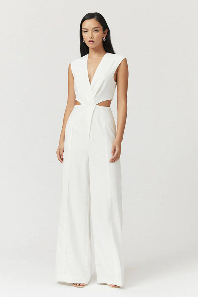 SUBOO Skylar Cut Out Jumpsuit White Savvy Brands