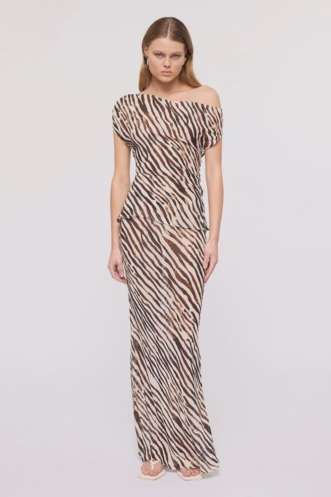 Gigi Zebra Drape Top (Animal Print)