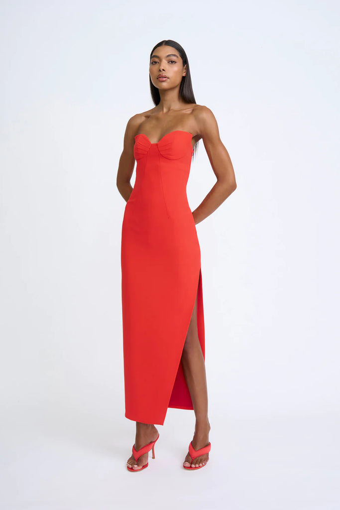 By Johnny Sahana Shell Shape Midi Dress (Scarlet Red)