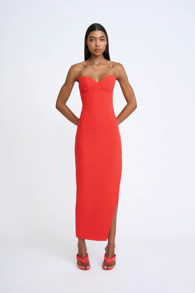 By Johnny Sahana Shell Shape Midi Dress (Scarlet Red)