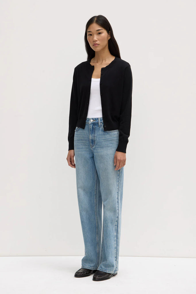 Semra Cotton Cashmere Cardigan (Black)