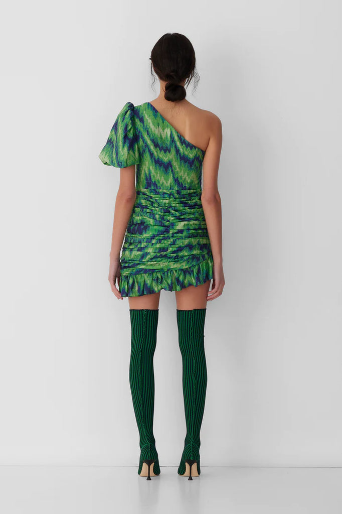 The Wolf Gang Seren Asymmetric Mini Dress (Rainforest)