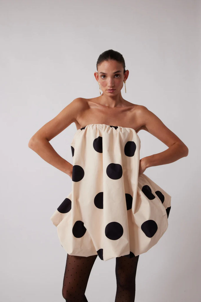 Gaia Bubble Dress (Creme Spot)