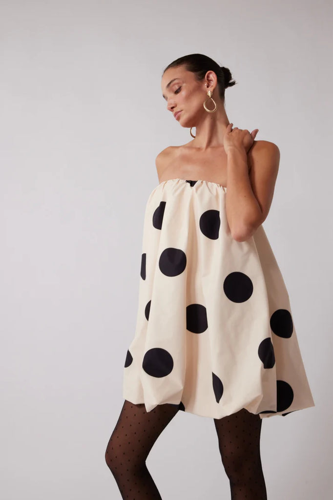 Gaia Bubble Dress (Creme Spot)