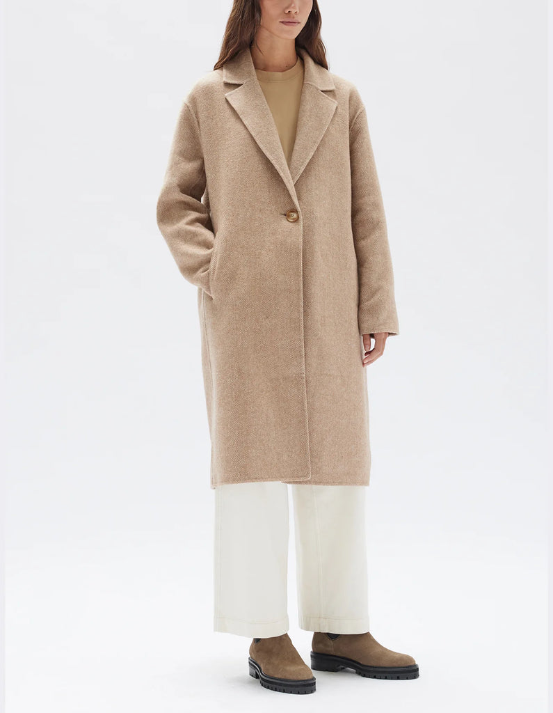 Assembly Label Thea Wool Herringbone Coat (Tan)