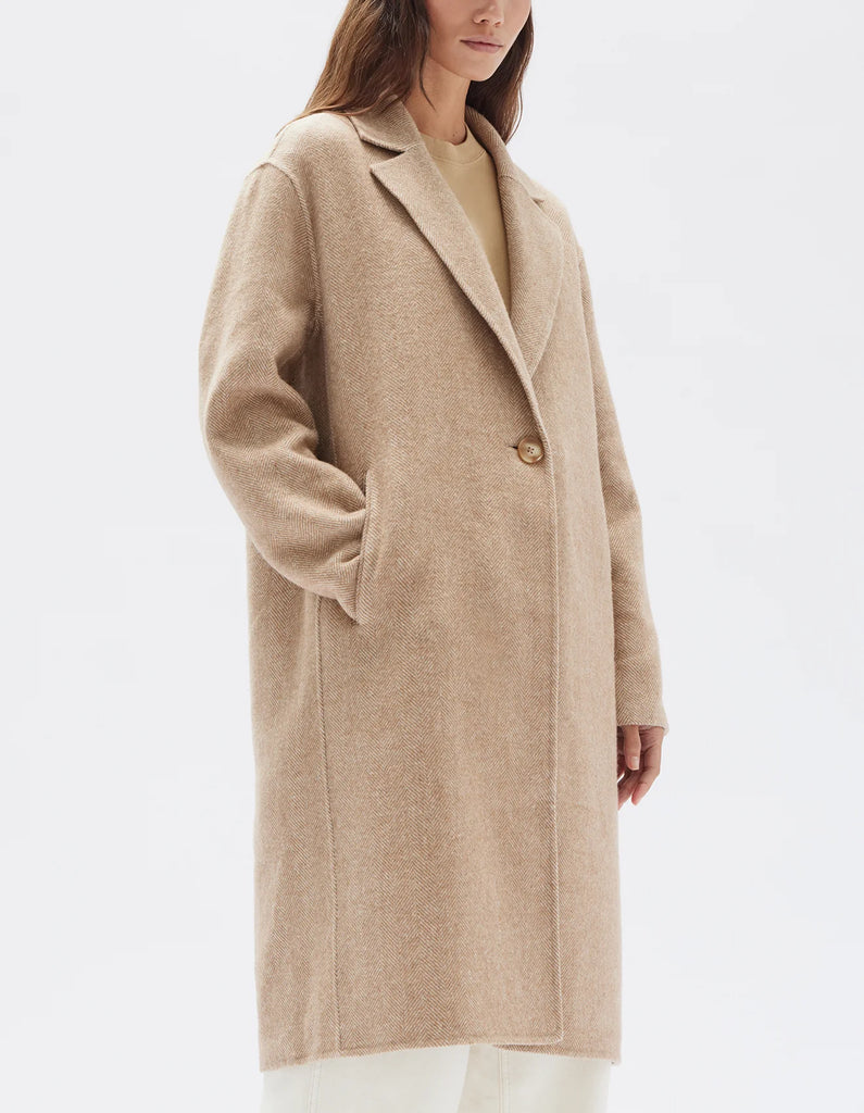 Assembly Label Thea Wool Herringbone Coat (Tan)