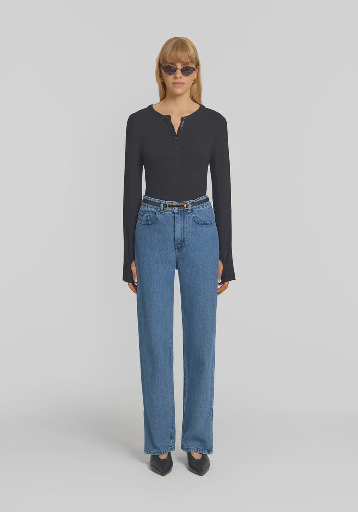 Clique Rib Henley (Black)