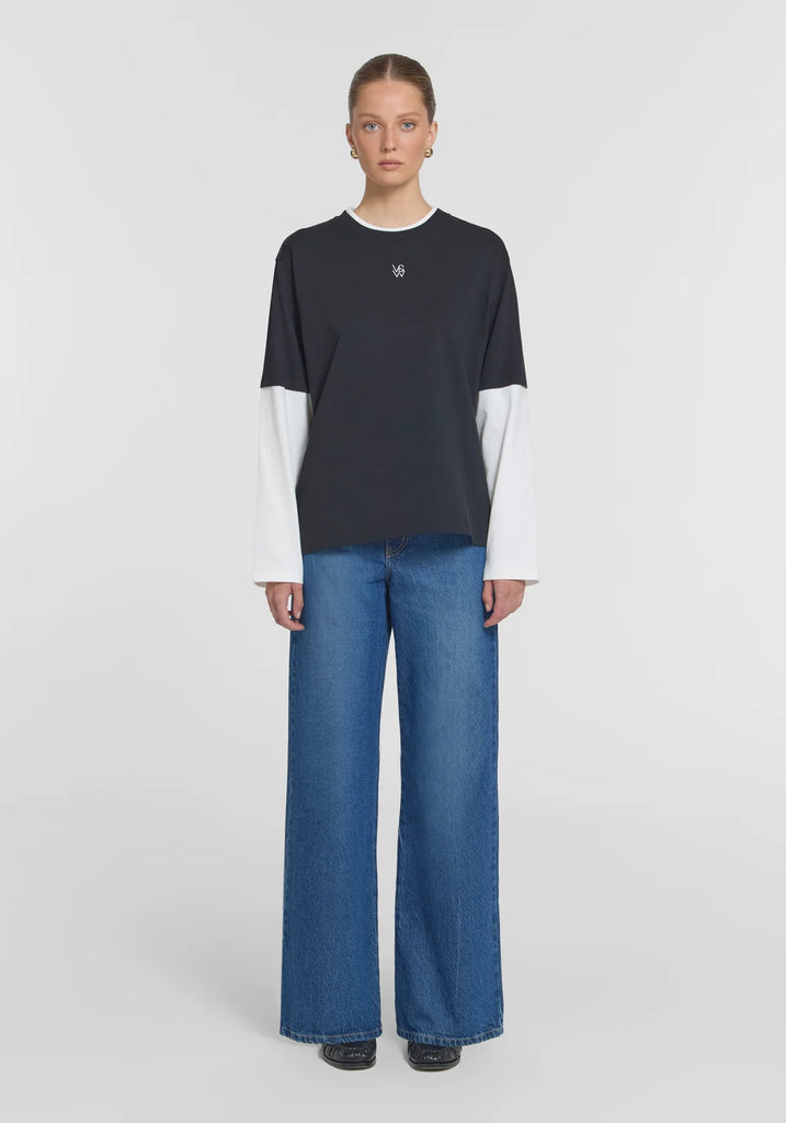 Maximus Long Sleeve Top (Black/White)