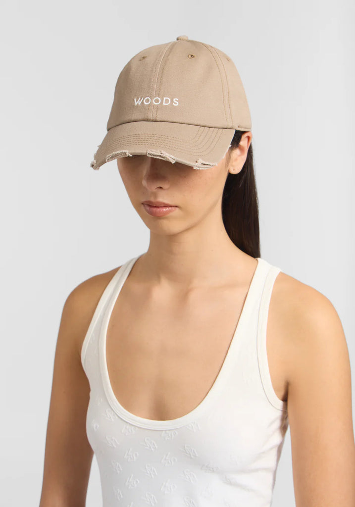 Woods Distressed Cap (Latte)