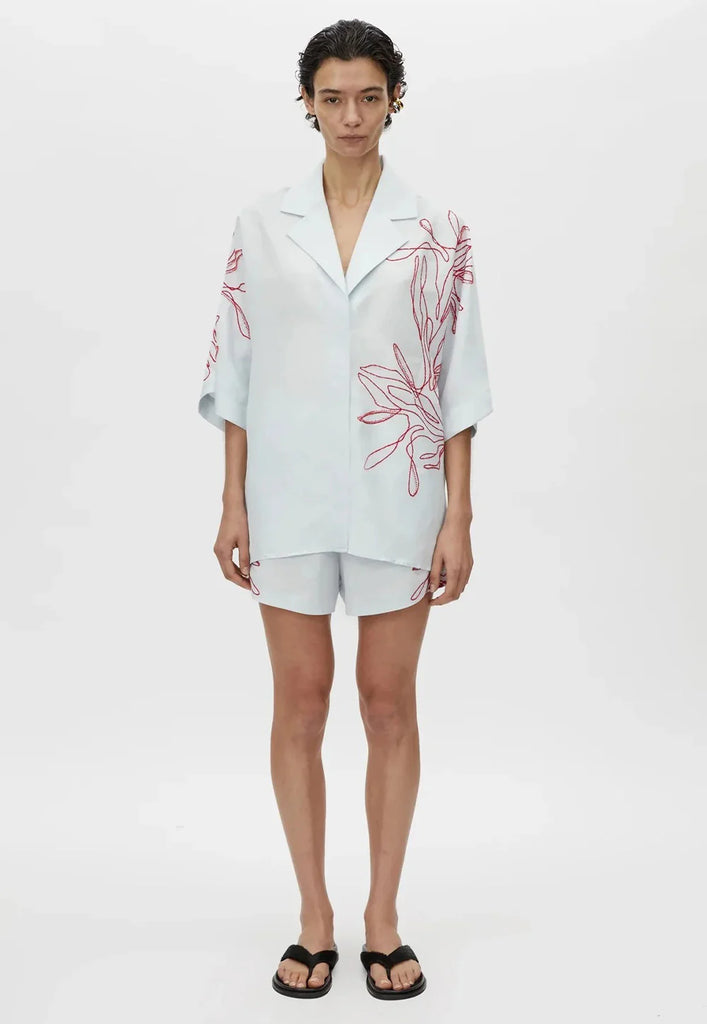 Eviva Embroidered Shirt (Ice Blue)