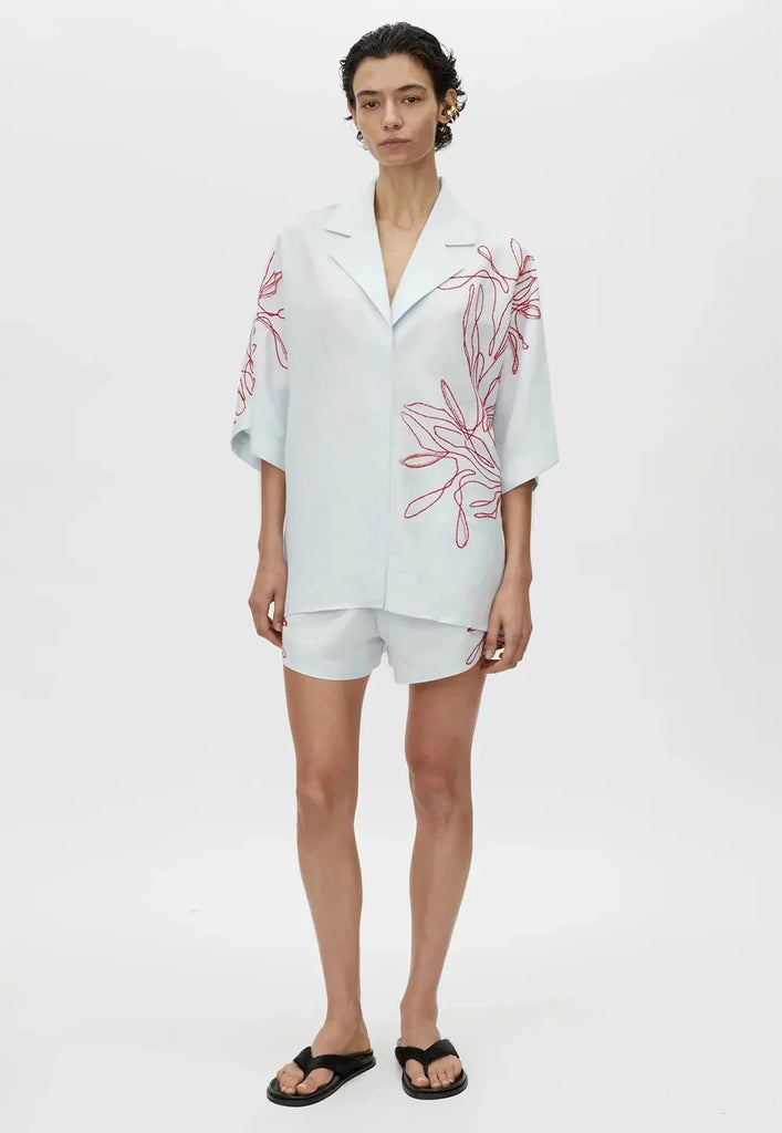 Eviva Embroidered Shirt (Ice Blue)
