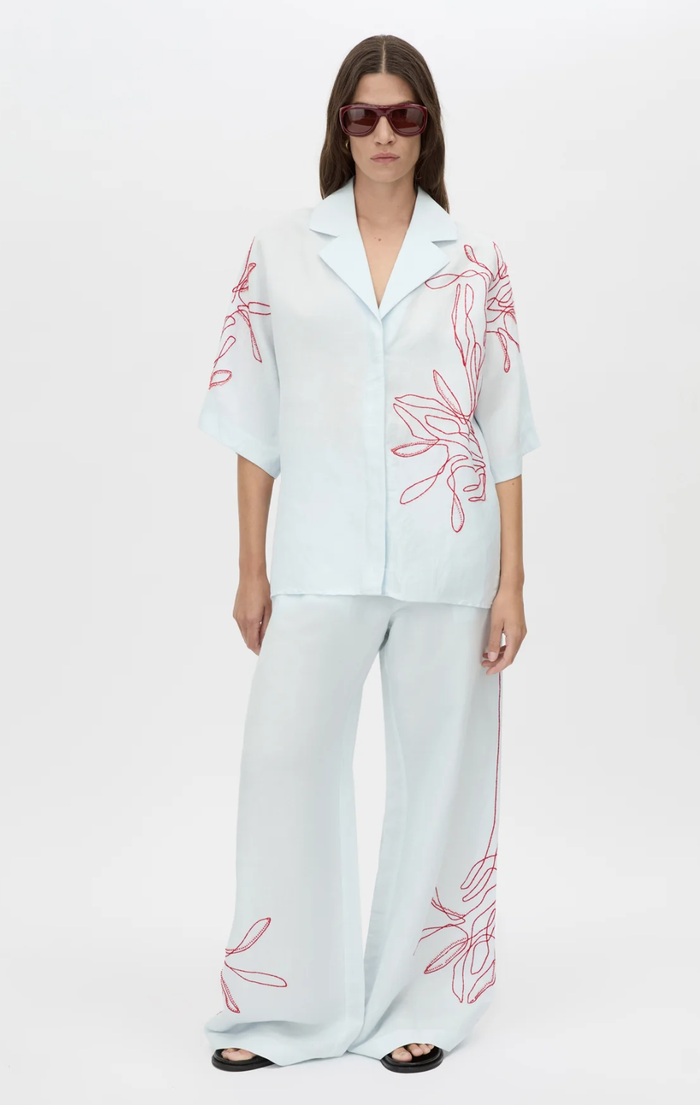 Eviva Embroidered Shirt (Ice Blue)