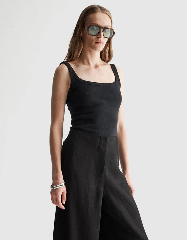 Persi Rib Cotton Tank (Black)