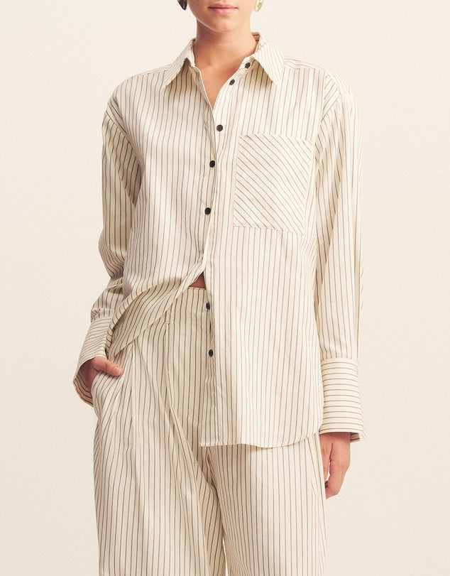 Hudson Shirt (Blanc Pinstripe)