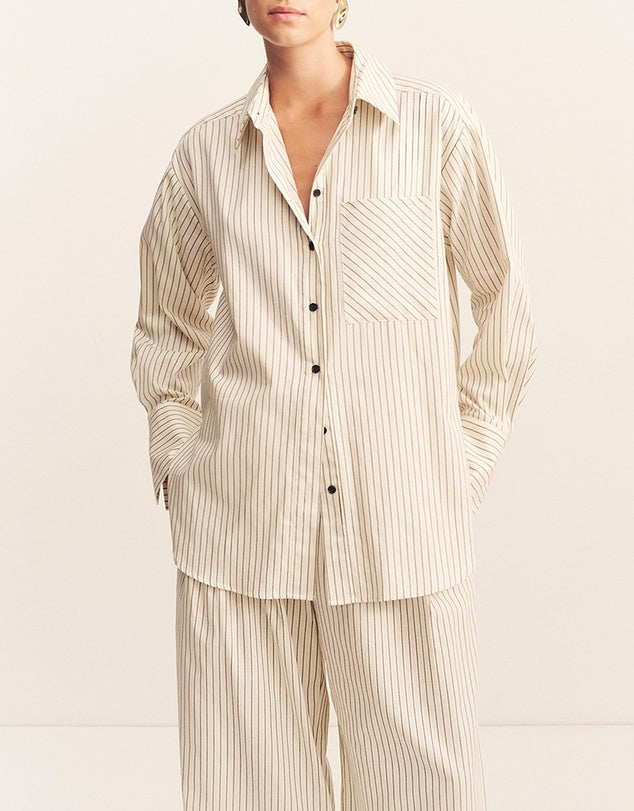 Hudson Shirt (Blanc Pinstripe)