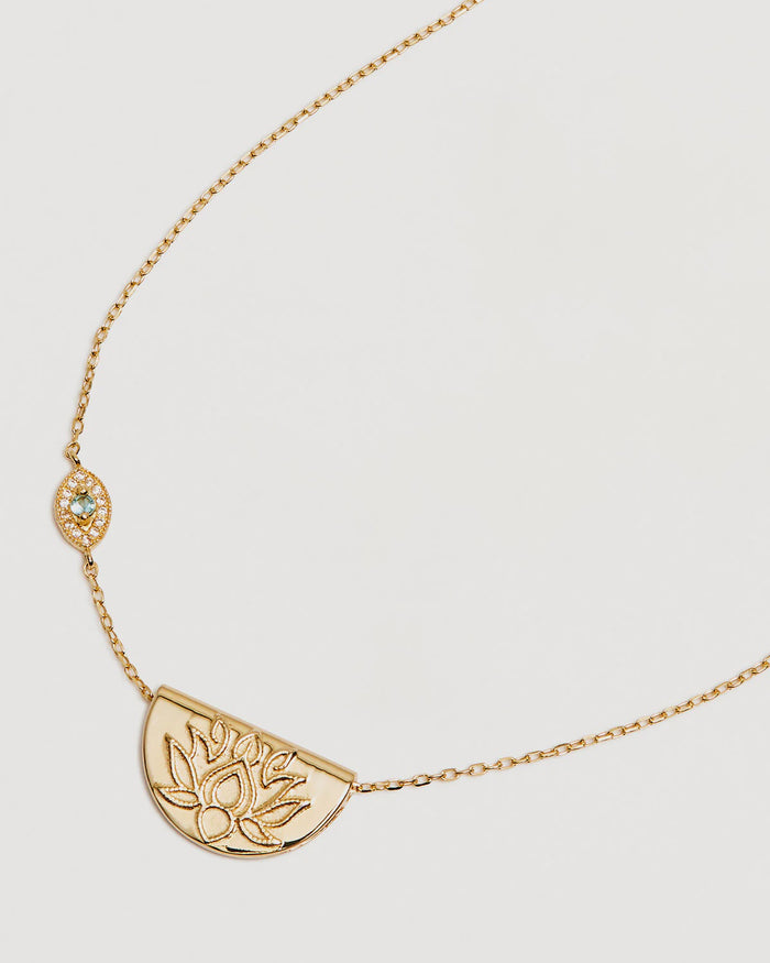 Eye Of Peace Lotus Necklace (19k Gold Vermeil)
