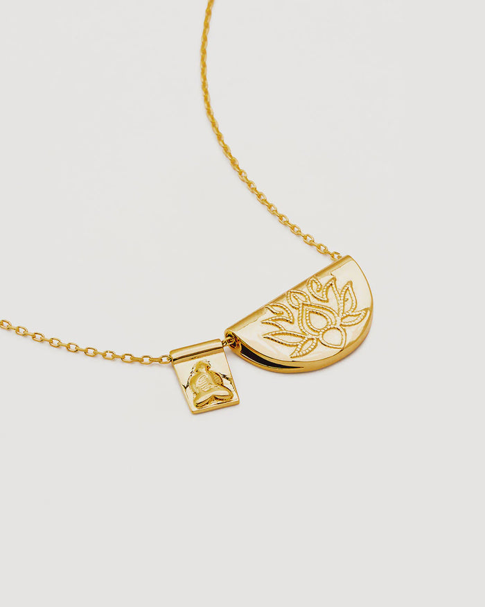 Lotus and Littel Buddha Necklace (18k Gold Vermeil)
