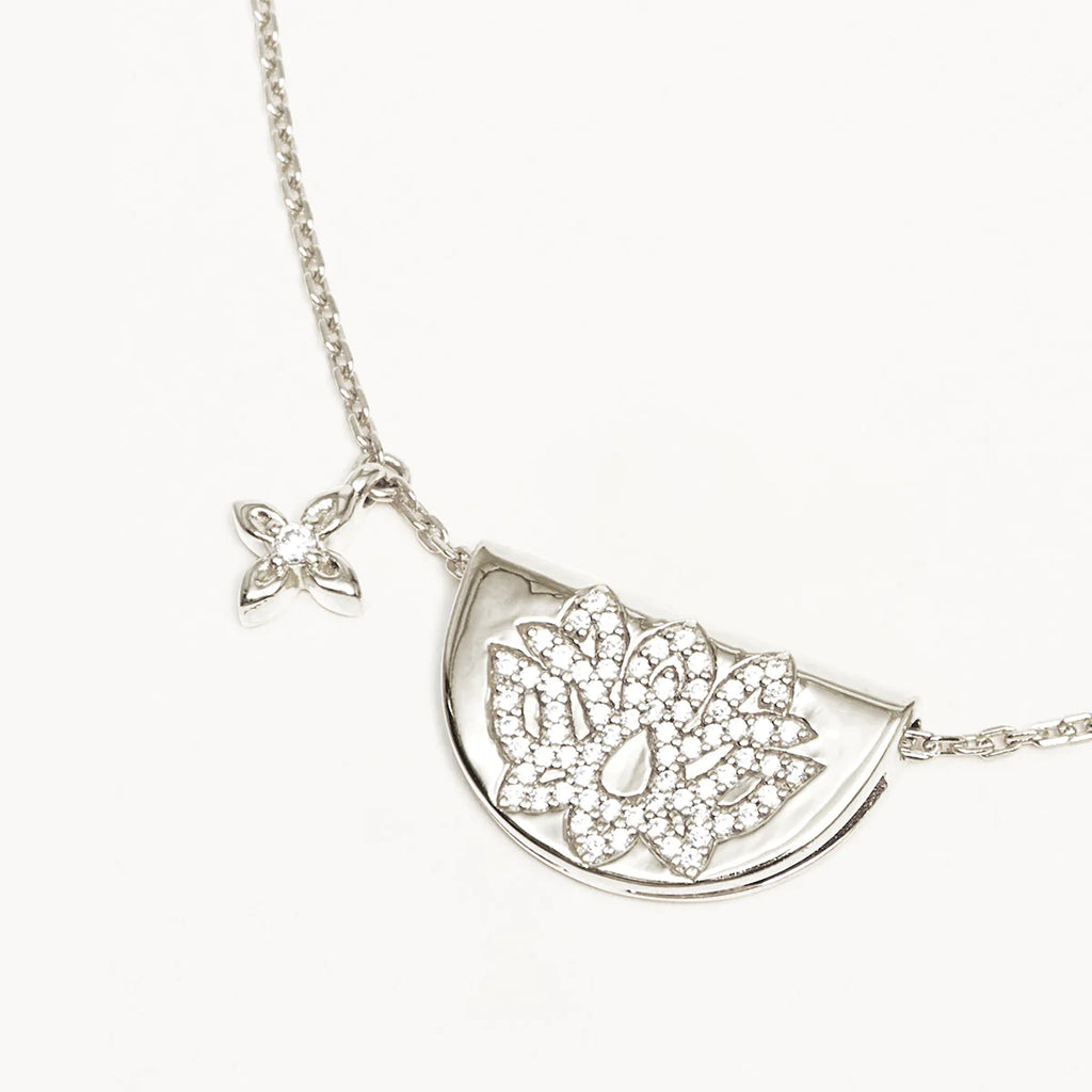 By Charlotte Live in Light Lotus Necklace (Silver)