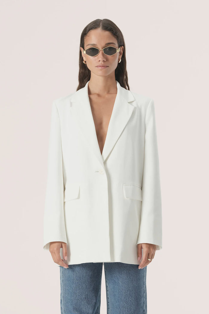 Elka Collective Juku White Longline Single Button Blazer (White)