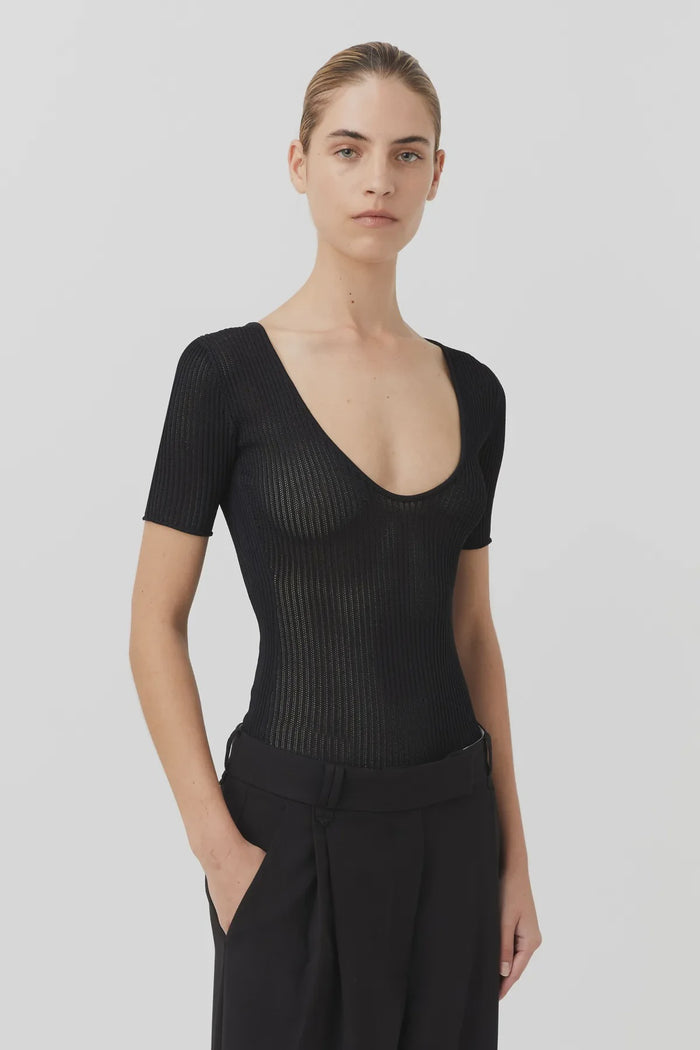 Camilla & Marc Delaney Short Sleeve Bodysuit (Black)