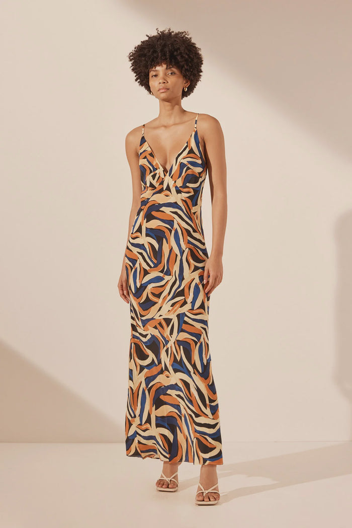 Shona Joy Palma Silk Plunged Slip Maxi Dress