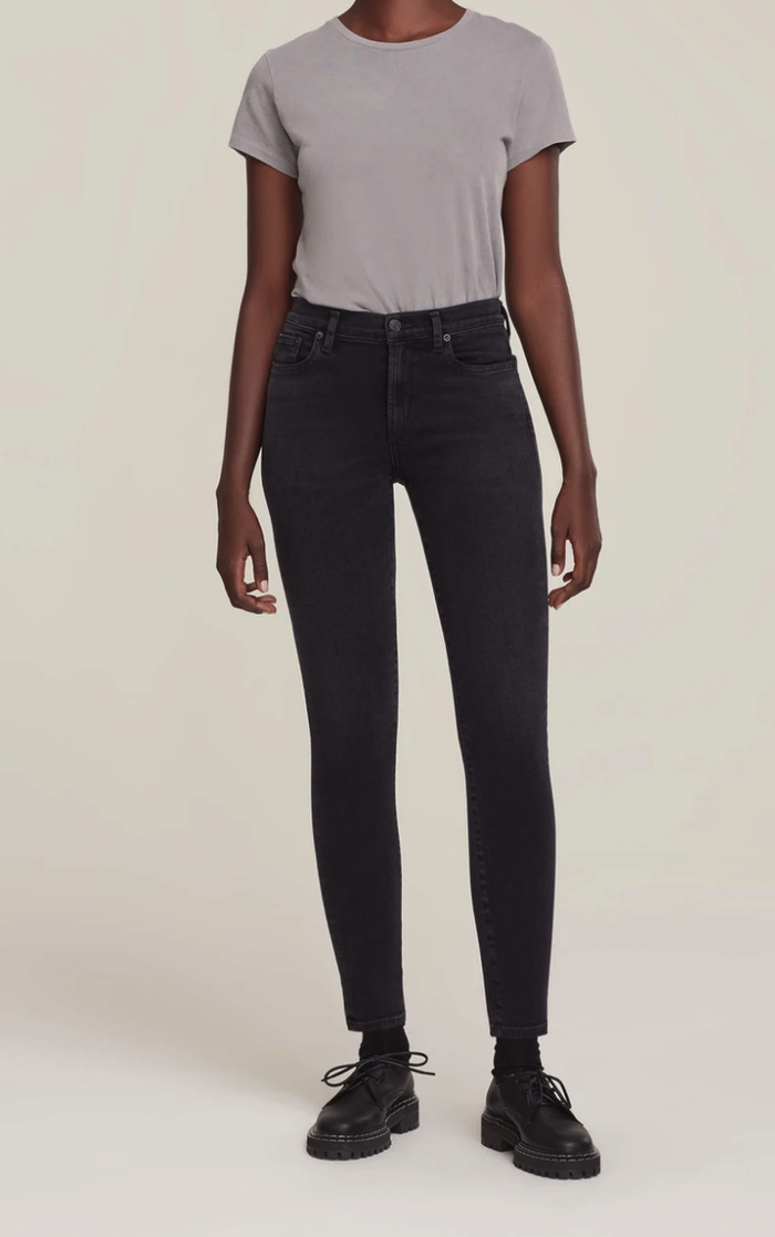 AGOLDE SOPHIE MID RISE SKINNY ANKLE IN DARK ROOM