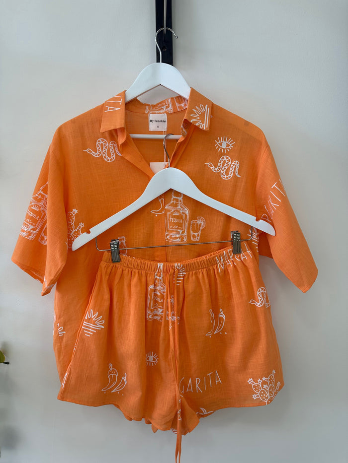 By Frankie Margs Shorts Set (Orange/White)