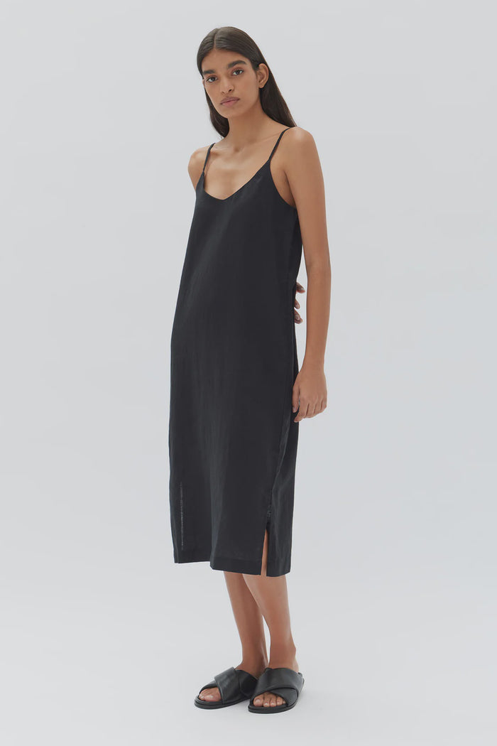 Assembly Label Linen Slip Dress (Black)
