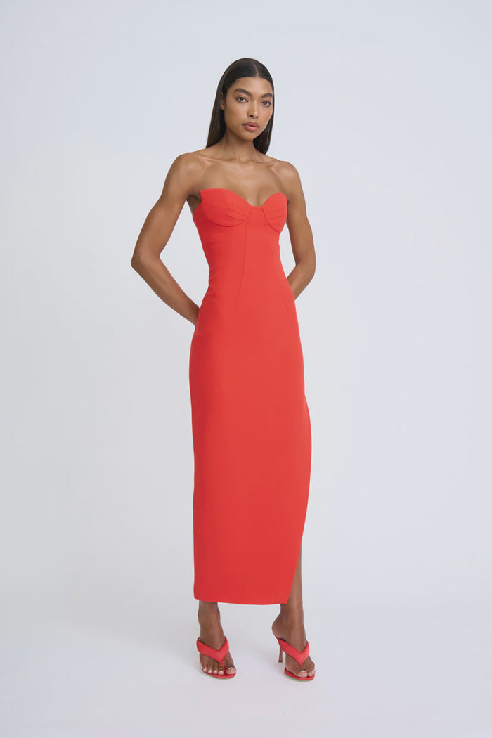 By Johnny Sahana Shell Shape Midi Dress (Scarlet Red)