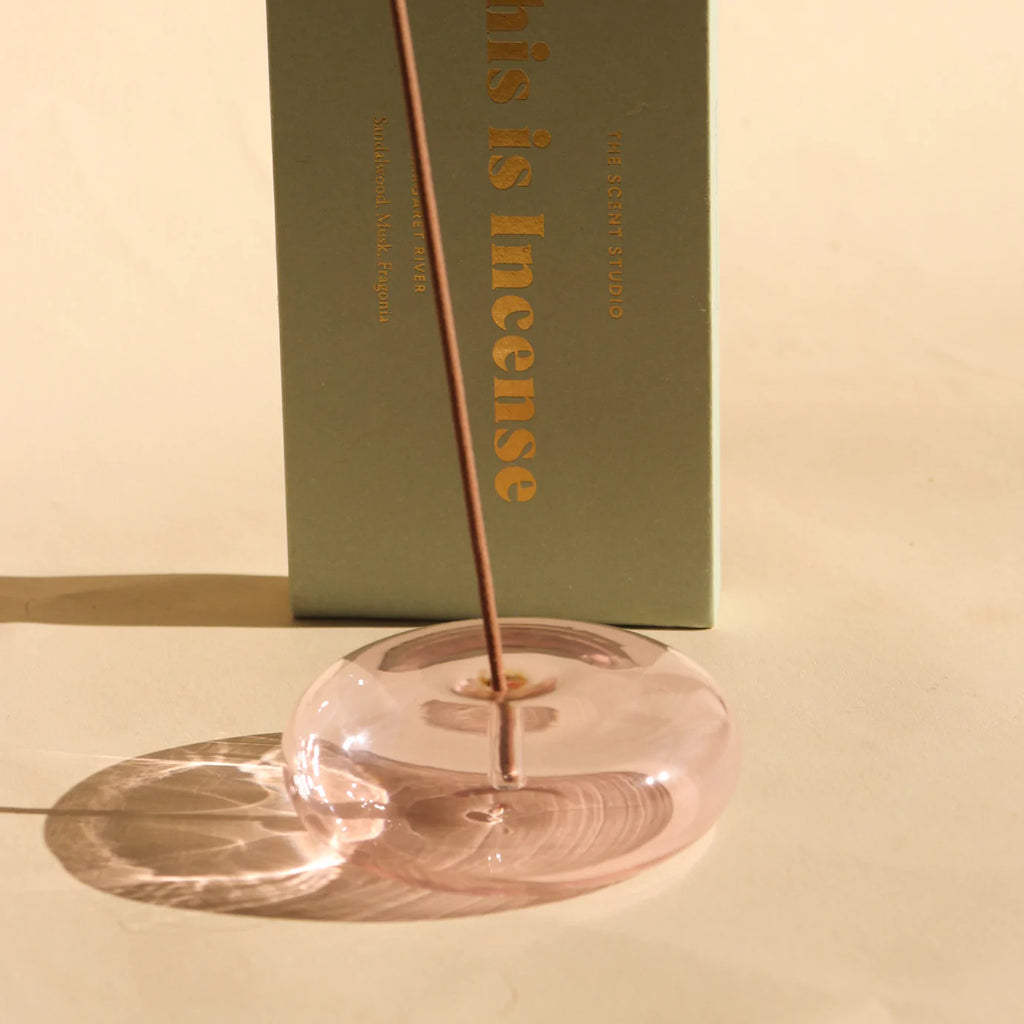 Glass Vessel Incense Holder Pink